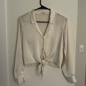 Tie Front Satin Blouse from Aritzia / Wilfred